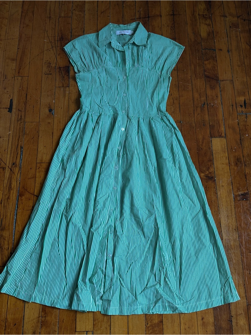 Lisa Says Gah Green and White Striped Dress